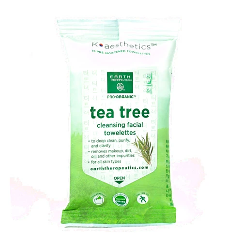 Earth Therapeutics Tea Tree Makeup Remover Wipes - Travel Size - Tea Tree