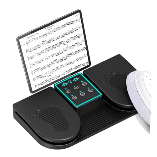 Doohoeek Backlit Page Turner Pedal Wireless for iPads Tablets Phones, Rechargeable Universal Foot Pedal with 7-Color Backlit & Sensitive Pedals for Playing Instruments or Prompting