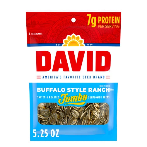 DAVID Seeds Roasted and Salted Spicy Queso Jumbo Sunflower Seeds, Keto Friendly, 5.25 Ounce (Pack of 12)