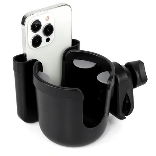 Accmor 2-in-1 Walker Cup Holder with Phone Holder, Wheelchair Cup Holder, Rollator Cup Holder, Cup and Phone Holder for Walker, Wheelchair, Rollator, Mobility Scooter, Black
