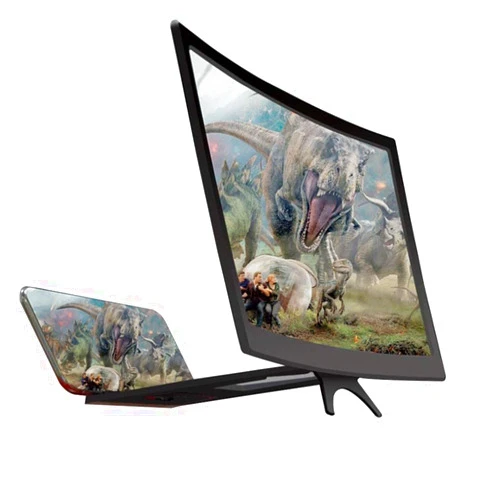 ARCH 12 Inch 3D Curved Screen Magnifier for Cell Phone, HD Magnifier Projector Screen Enlarger for Videos, Movies, Games, Foldable Phone Stand with Screen Amplifier, Compatible with All Smartphones