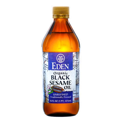 Eden Organic Black Sesame Oil, Unrefined, 100% Black Sesame Seed, 16 oz Amber Glass Bottle