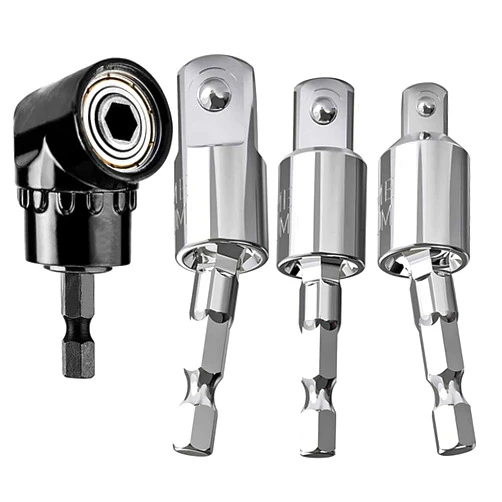 AOOKAL 4-Piece Power Drill Sockets Adapter Sets, 360°Rotatable Hex Shank Impact Driver Socket Adapter (1/4