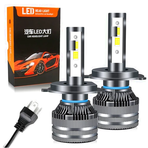 LUNQIN H4 9003 HB2 for Auto Led Bulb Car Headlight Low Beam High Beams Fog Light Bulbs Lights Head Front Full Lamp (Replacement Assembly White Illumination Accessories) Pack of 2 6000K Plug-N-Play