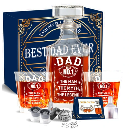 Hexagram Dad Gifts for Fathers Day,Gifts for Dad,Dad Gifts from Daughter Men's Bar Accessories,Cool Gifts for Dad Exquisite Dad Whiskey Decanter Gift Set