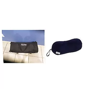 Tempur-Pedic Set-Includes Travel Size TEMPUR-Neck Pillow, Mattress Overlay, and Carry Bag, Gray & All-Purpose Memory Foam Travel Pillow, Peanut-Shaped Lumbar Pillow, Navy Neck Pillow + Travel Pillow