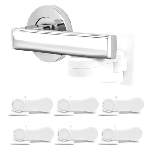 Coolrunner 6P Child-Proof Door Lock Coolrunner Baby Proofing Door Handle Locks, Child Proof Door Lever Lock with Strong Adhesive for Protecting Kids and Toddler