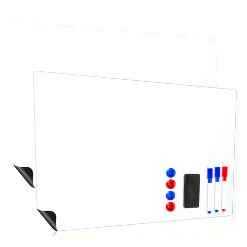 Kadden Magnetic Dry Erase White Boards for Refrigerator, 2 Pack 17”x12” Fridge Whiteboards Menu Organizer Boards, 3 Markers with Eraser, 1 Big Dry Eraser and 4 Pin Magnets for Grocery List, Planner, Kitchen
