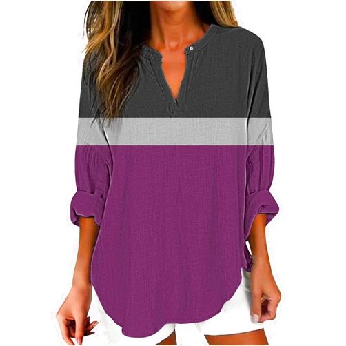 AOADMN Long Sleeve Shirts for Women Boho Floral Print Button Up Dressy Casual Blouse Sexy V Neck Shirt Cute Tunic Tops