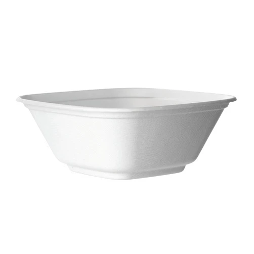 ECO PRODUCTS Compostable 80oz Serving Bowls, Case of 100, Regalia Vanguard Square Container, Disposable Renewable White Molded Fiber, No PFAS, Lid Available, ASTM Compliant, BPI-Certified
