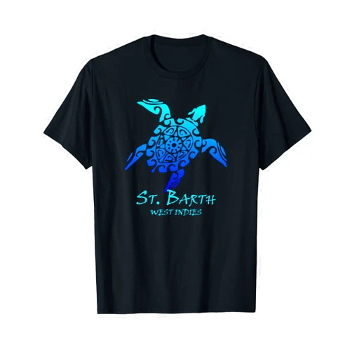 KULAWIND St. Barth, West Indies Vintage Retro Tribal Turtle Vacation T-Shirt