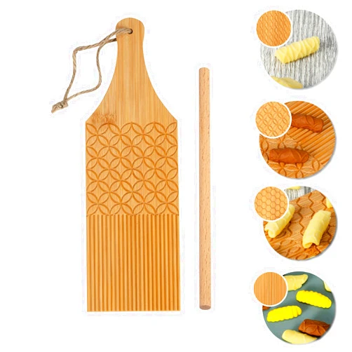 /G Combo Gnocchi Pasta Board Garganelli Board and Gnocchi Stripper Spaghetti Macaroni Pasta Board Bamboo Rolling Cavatelli Pasta Maker Pasta Board Gnocchi Roller Kitchen Gift Ideas