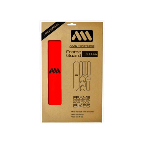 All Mountain Style AMSFG2BLWH Honeycomb High Impact Frame Guard Extra - Protects Your Bike from Scratches and dings, Red/Black