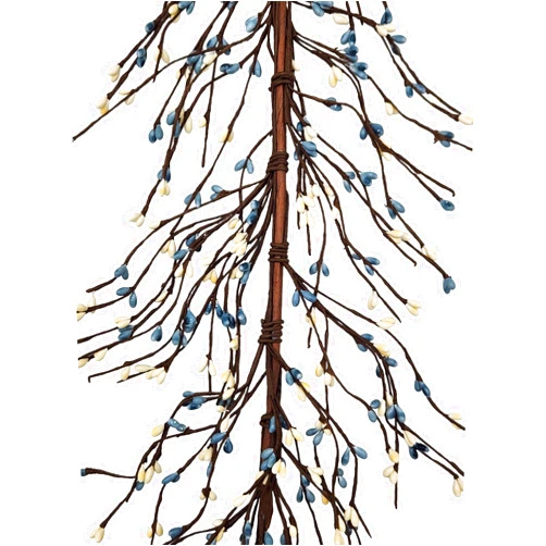 Evron International AR1956C-12 Primitive Pip Berry Garland in Country Blue and Cream