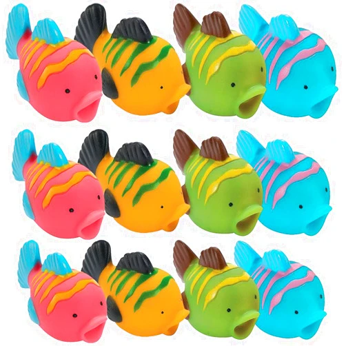 Fun Express Fish Squirt Toys Bulk Set of 12 - Bath Toys for Kids Ages 1-3 & Toddlers 2-4 | Pool Toys & Party Favors for Kids Birthday | Sea Animal Water Toys for Summer Pool Party Games & Prizes