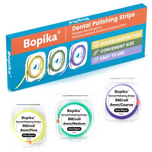 Bopika Dental Polishing Strips Rolls: 3-Grade Set for Precision Care