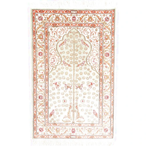 TIANJIANG Carpet 2x3ft Silk Handmade Carpets Small Prayer Rug Mats (Sage Green)