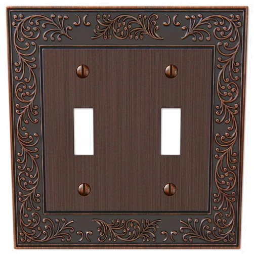 Amerelle 43TTVB English Garden Double Toggle Cast Metal Wallplate, Aged Bronze