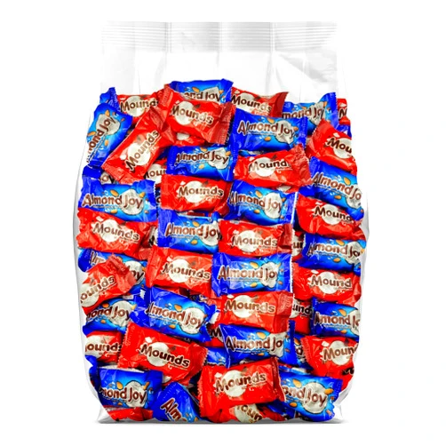 Yummy Chew Assorted Almond Joy and Mounds Candy Bars - 3lb Bulk Almond Joy and Mounds Variety Pack - 90 Individually Wrapped Mounds and Almond Joy Candy Bars - Bulk Chocolate Candy Assortment - 3 Pound Bulk Candy Pack