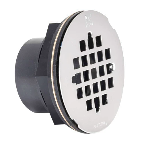 EZ-FLO 2 Inch ABS Drop-in Round Shower Drain with Stainless Steel Snap-in Grid, Black, 15316