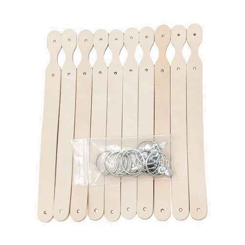 PITKA LEATHER 10 Pack Natural Leather Keychains Kit - Leather Craft Projects - DIY Leather Key Fobs - Great for Stamping, Tooling, Engraving - Made in USA