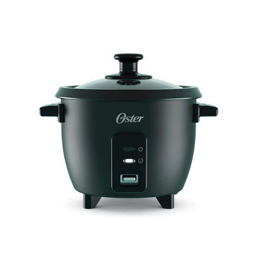 Oster 6-Cup Rice Cooker with Steamer Tray, Electric Rice Maker, Automatic Keep Warm, Nonstick Inner Pot, Black
