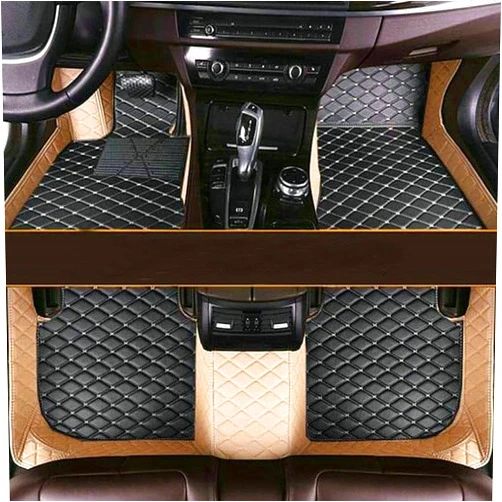 NYMCAR Custom Luxury Floor Car Floor Mats Compatible with BMW All Models 1998-2023 (Beige+ Black White)