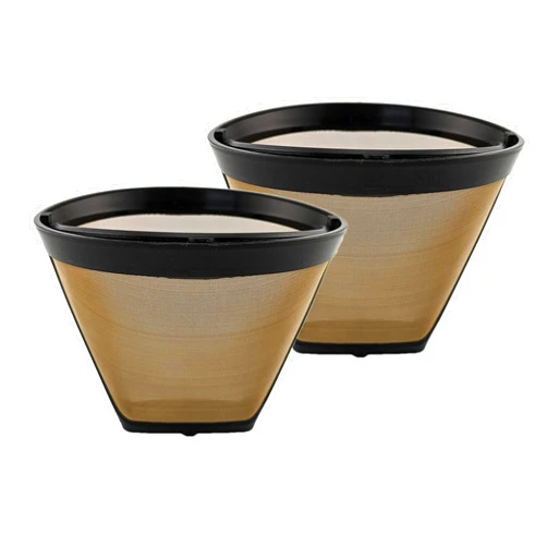 NRP Neutral Replacement Parts NRP Gold-tone #2 Cone Coffee Filter Replacement for 4-5cup Coffeemaker Cuisinart, Krups Amazonbasics & MORE | 2-pack