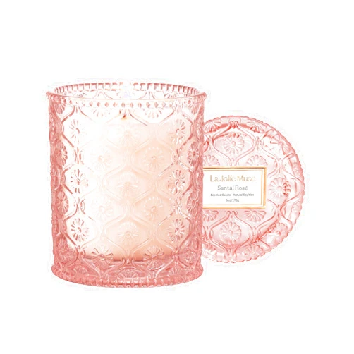 LA JOLIE MUSE Sandalwood Rose Candle, Scented Candles, Candles Gifts for Women, Natural Soy Candle, 6 oz 40 Hours Burn, Candles for Home Scented