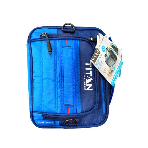 FYSSHUO Titan Deep Freeze Expandable Lunch Box with 2 Ice Walls, Blue,Gray, Black, 14x14x14