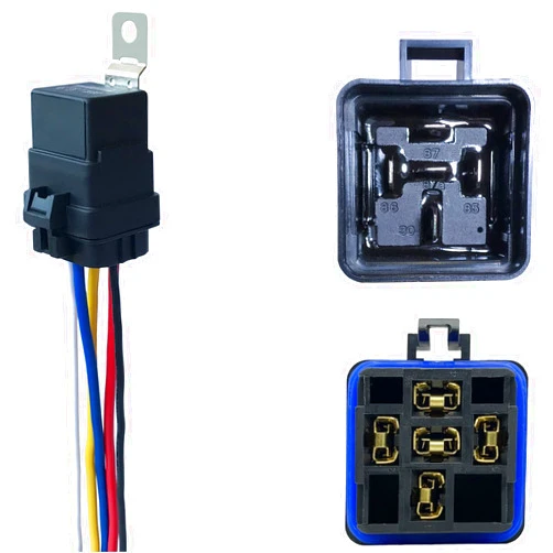 irhapsody 1 PACK 40/30 AMP 12V DC Waterproof Relay and Harness - Heavy Duty 12 AWG Tinned Copper Wires, 5-PIN SPDT Automotive Relay