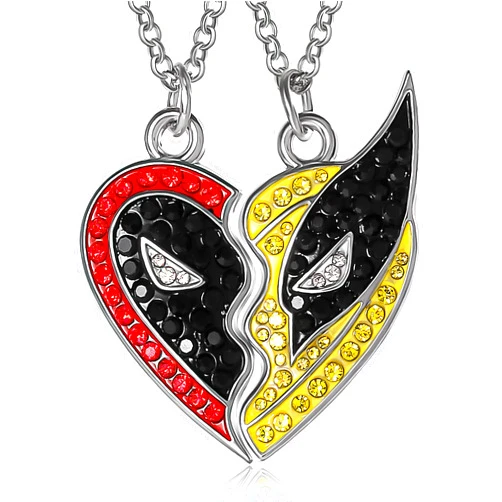 SALLY ROSE Deadpool and Wolverine Necklace Set of 2 Official License, 16+3 Deadpool Best Friends Necklaces for 2 with Crystal Accents