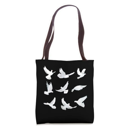 Flying Mourning doves for bird and animal Lover Beautiful Flying Peaceful White Mourning Dove Bird Tote Bag