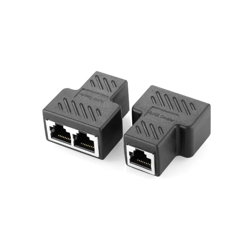 Oxsubor RJ45 Splitter Connectors Adapter 1 to 2 Ethernet Coupler Double Socket HUB Interface Contact Modular Plug Connect Network LAN Internet Cat5 Cat62 Pack (Can't Run Both at The Same TIME)