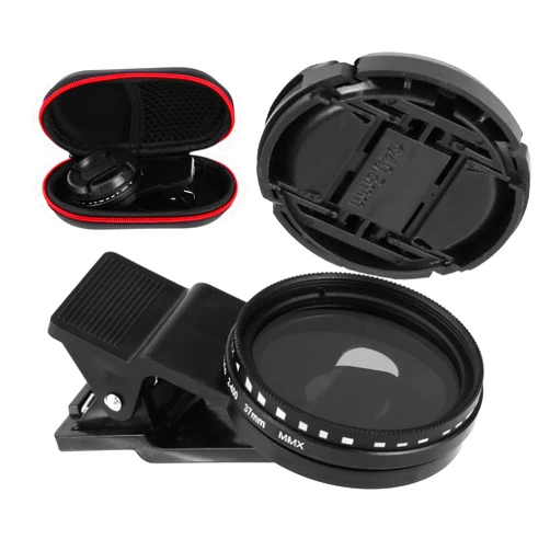EKDJKK 37mm Phone Camera Lens, Universal Polarizer Filter Clip-on ND 2-400 Cell Phone Lens Adjustable Neutral Density Filter Compatible with Most Mobilephone Models