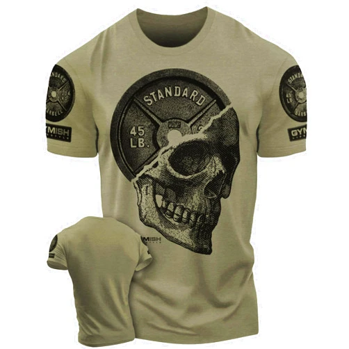 Gymish Lifestyle Skull Plate Gym Shirt, Work Out Deadlift Skull T-Shirt for Men