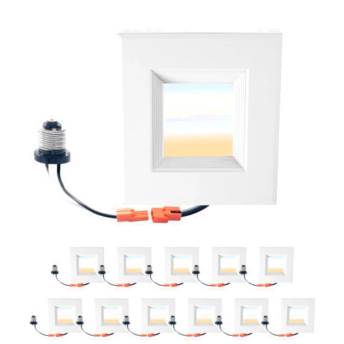 LEDMyplace.com LEDMyplace 6-inch 12W Square Dimmable Retrofit LED Recessed Downlight, 5CCT Changeable 2700K/3000K/3500K/4000K/5000K, Replacement 45W, 950 Lumens, Can Lights for Ceiling, Indoor Lights, Pack of 12