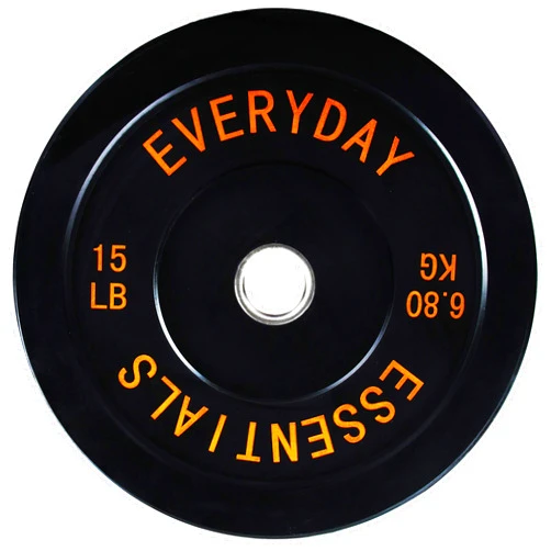 BalanceFrom Signature Fitness Everyday Essentials Color Coded Olympic Bumper Plate Weight Plate w Steel Hub, Single, Black