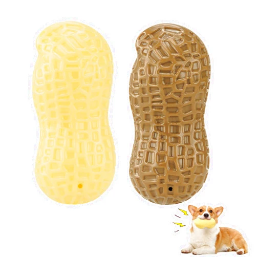 ZNOKA Squeaky Dog Toys Interactive, 2 PCS Peanut Shape Dog Toys Teeth-Cleaning Squeak Dog Chew Toy, Durable for Medium Dogs, Large & Small Breeds - Puppy Teething Chew Dog Toy