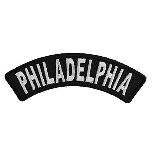 Crazy Novelty Guy Patch, Small Embroidered Rocker (Iron-On or Sew-On), Philadelphia Pennsylvania City Patch, 4