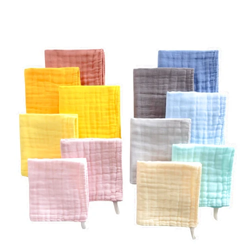 MUKIN Colorful Baby Washcloths - Muslin Cotton Wash Cloths for Babies, Ultra Soft Newborn-Toddler-Infant-Child Washcloths Burp Cloths.12 Pack Face Bath Towels Reusable for Unisex Baby.