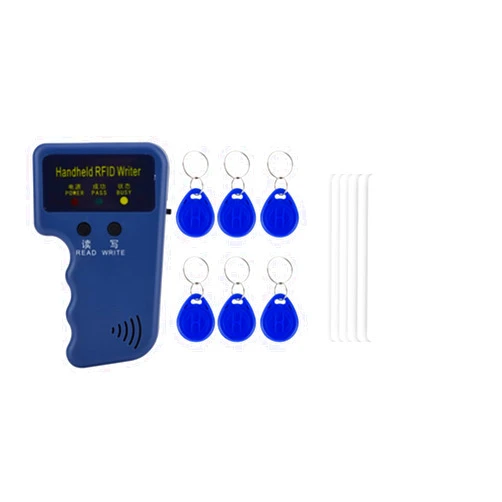 HURRISE Handheld RFID ID Card Reader Writer, Card Reader Duplicator with 6 Writable Tags 6 Cards Only Supports 125Khz EM4100 EM410X