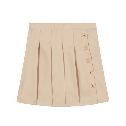 Nautica Girls' School Uniform Pleated Pull-on Scooter Skirt with Undershorts, Knit Waistband