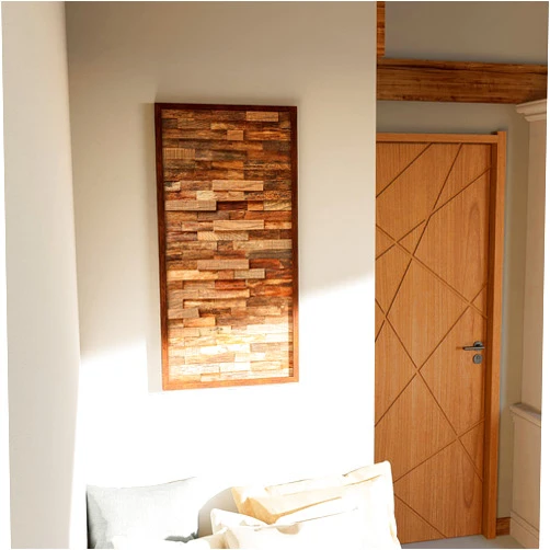 CONSDAN Wood Wall Decor | USA Grown Hardwood, Rustic Wooden Wall Art, Home Decorations for Living Room and Bedroom Aesthetic, Framed and Ready to Hang, Brick, 36