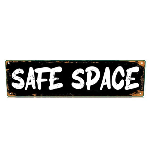 MTSDECO Safe Space Slim Tin Sign Street Funny Metal Sign Wall Decor for Bedroom Farm Home Bar Garage Man Cave Wall Art Gift 4