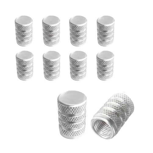 Ziciner 10 PCS Car Tire Valve Stem Caps, Aluminum Tire Air Cap Set, Dust Proof & Corrosion Resistant Stem Covers, Universal Car Accessories for SUV Bike Bicycle Truck Motorcycle (Silver & White)