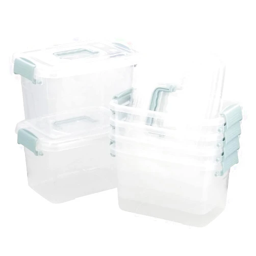 Innouse 6 Quart Clear Latching Storage Bin, Plastic Storage Box with Handle, Set of 6