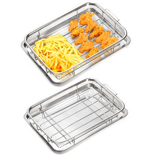 Yarlung Set of 2 Air Fryer Basket for Oven, Stainless Steel Crisper Tray Set 15