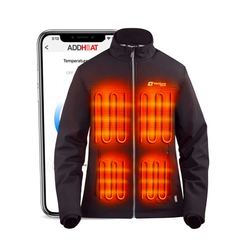 Venture Heat Women's Heated Jacket with Battery Included - High Powered Self Warming Coat, Softshell Water Resistant