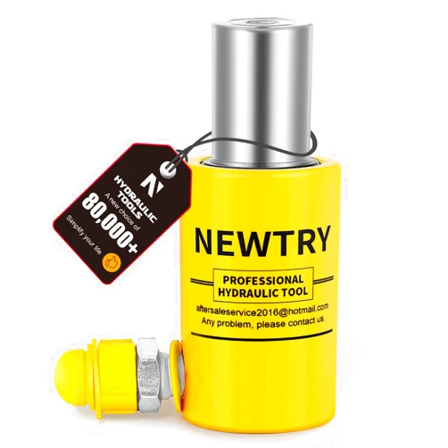 NEWTRY 10 ton Hydraulic Ram Jack Cylinder Short Type 2” Stroke Porta Power Ram Industrial Lifting Jack Retract Automatically for Shipping Building Construction